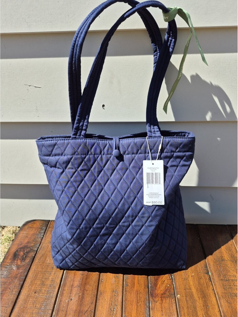 Vera Bradley Premium Cotton Small Original Tote Handbag, Peacoat, One Size,
